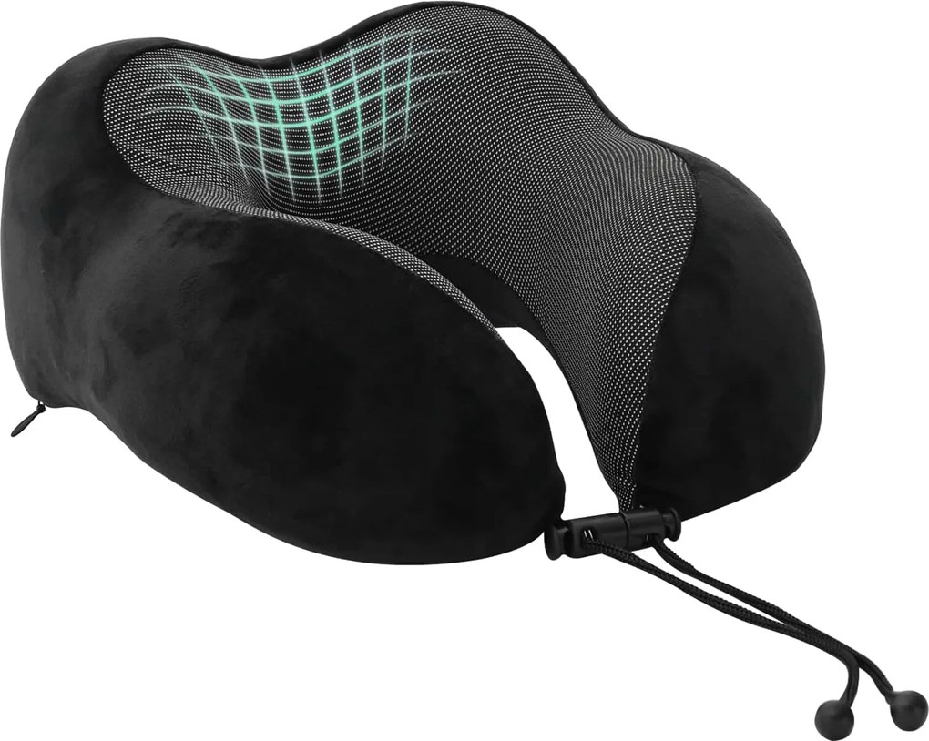 vidaXL Perna de gât pentru călătorie Ajustabil Negru 27 x 26 x 14 cm