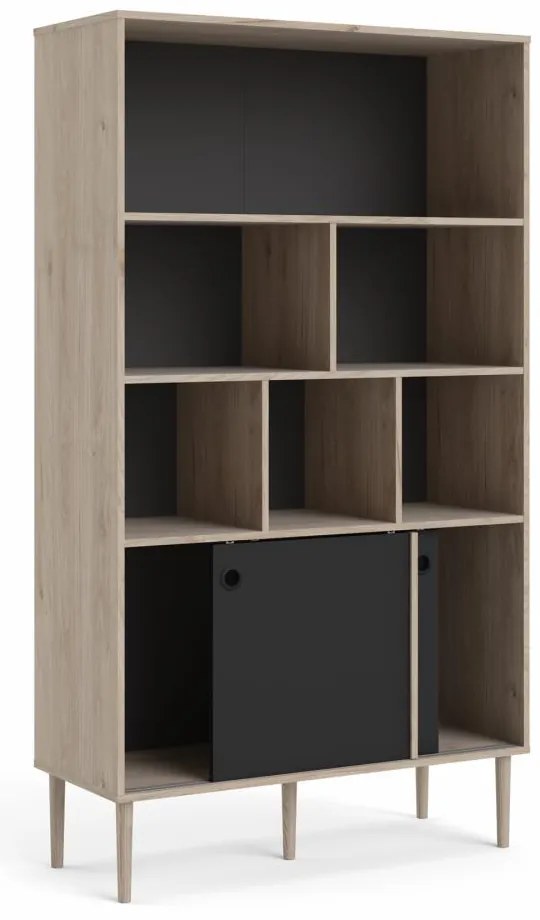 Biblioteca cu 2 usi glisante Culoare neagra, ELISEO
