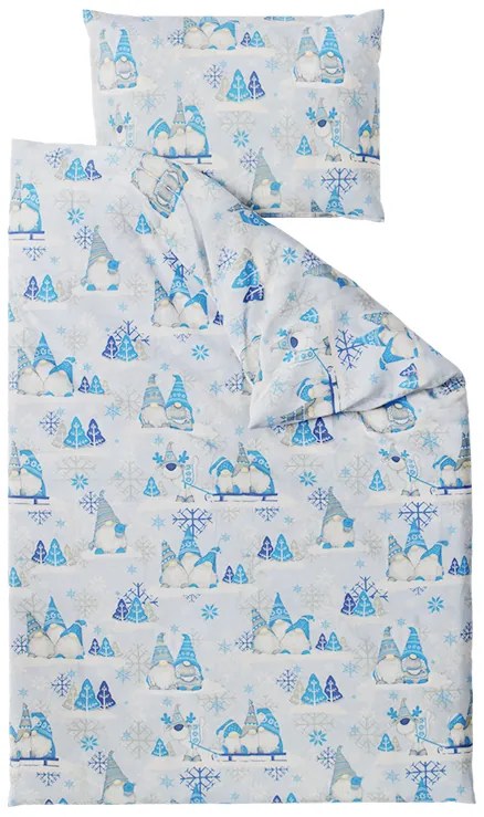 Lenjerie de pat din bumbac CHRISTMAS ELF albastru Dimensiune lenjerie de pat: 70 x 90 cm | 140 x 200 cm