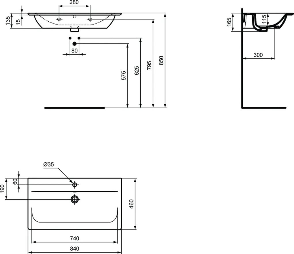 Lavoar Ideal Standard Connect Air, montare pe mobilier, negru mat - E0279V3