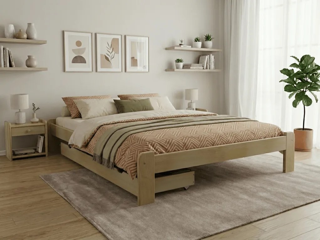 Pat ADA 120 x 200 cm, pin Saltele: Cu saltele Coco Maxi 20 cm, Somiera pat: Cu lamele drepte