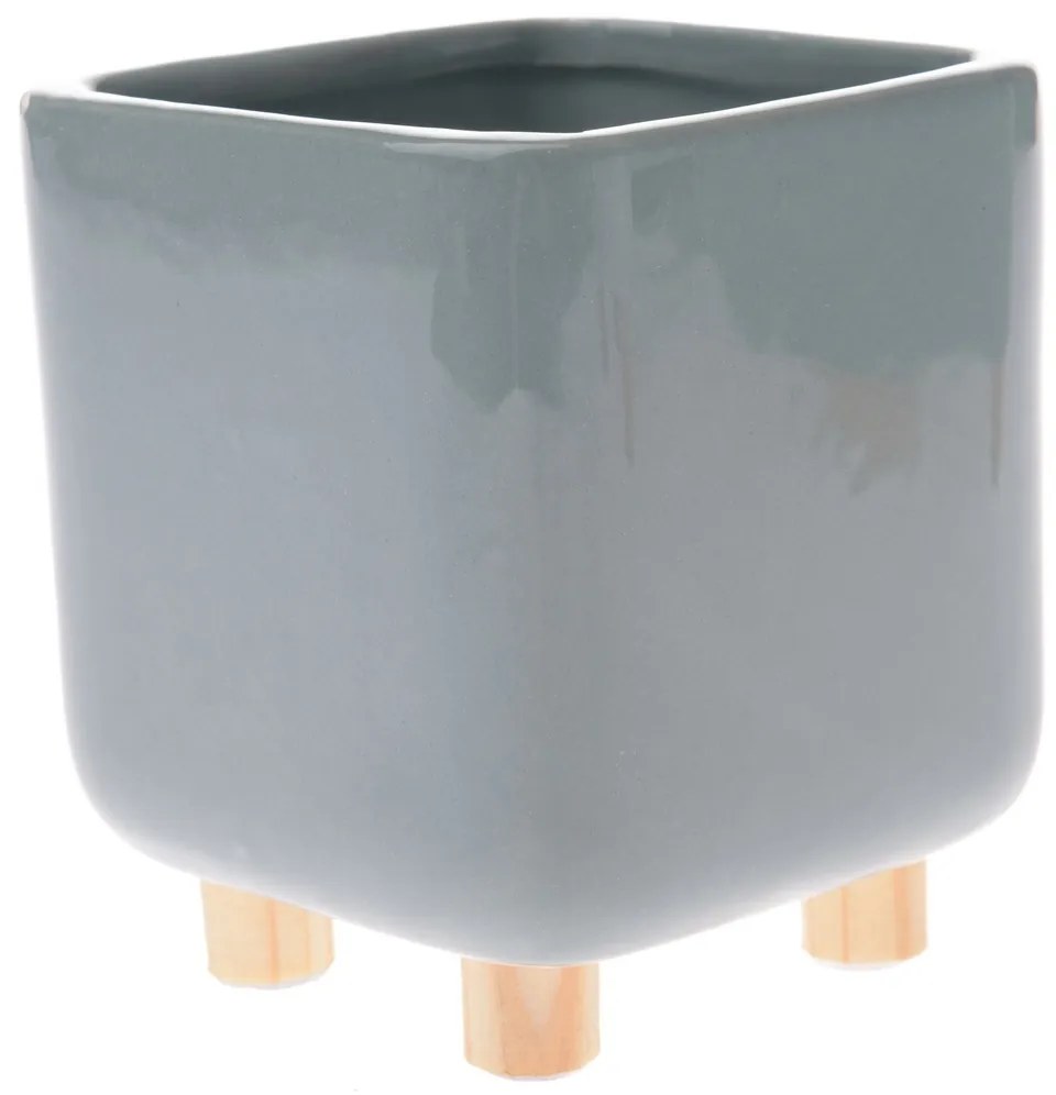 Husă ceramică pentru ghiveci Roland verde, 10,3 x12 cm