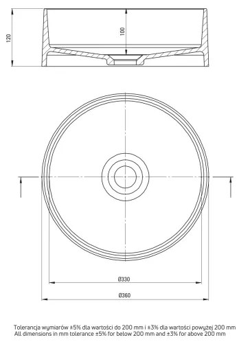 Deante CQS_5U4S - Lavoar SILIA pe blat, pr. 36 cm, granit/bej