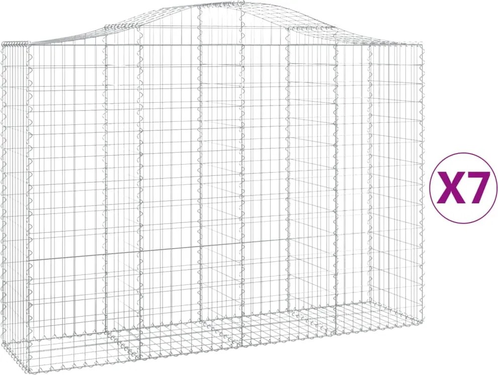 vidaXL Coșuri gabion arcuite 7 buc, 200x50x140/160 cm, fier galvanizat