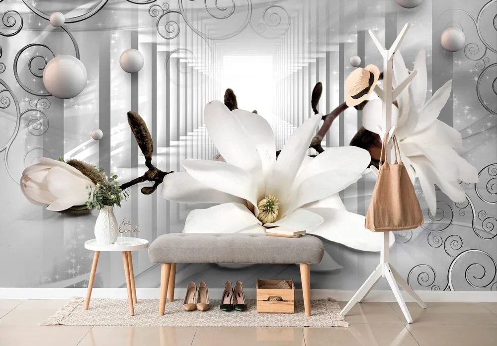 Tapet autoadeziv magnolie cu fundal abstract