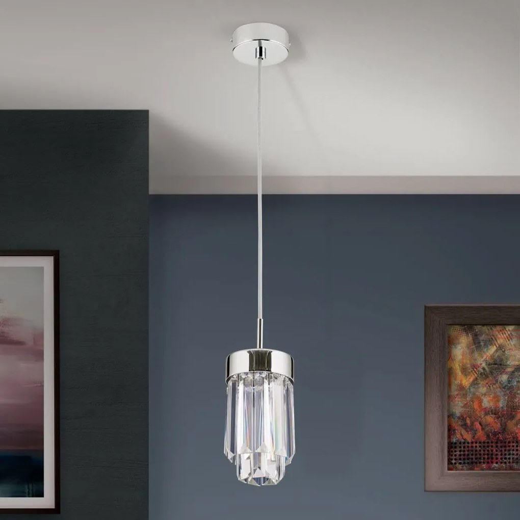 Pendul LED cu cristal K9 design elegant PRISM crom