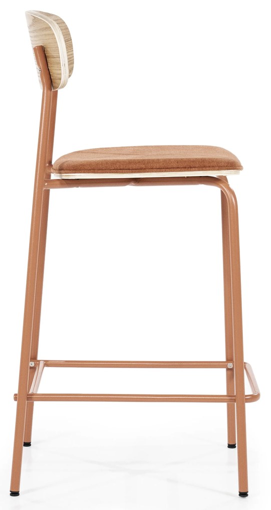 Scaun de bar Skoladin lemn de frasin teracota 95 cm