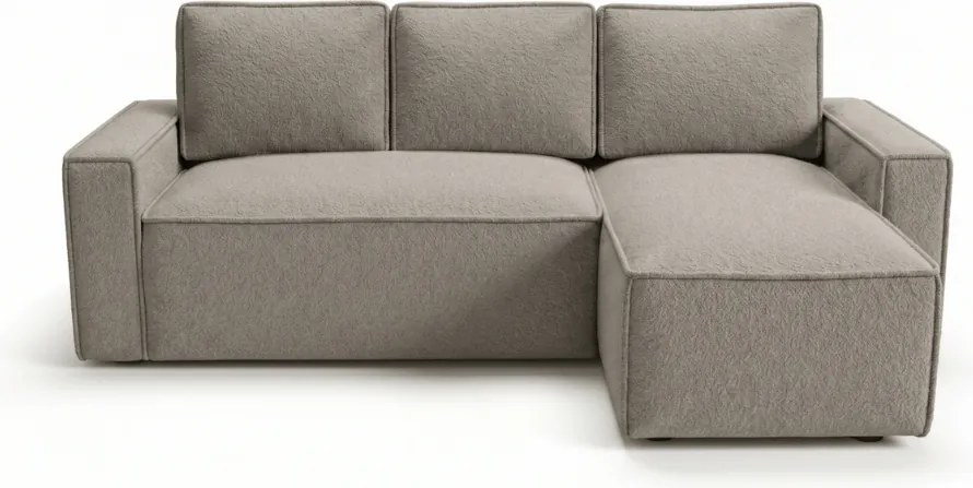 Canapea extensibila de colt SMART BOUCLE, gri-bej, reversibila, 232x143 cm