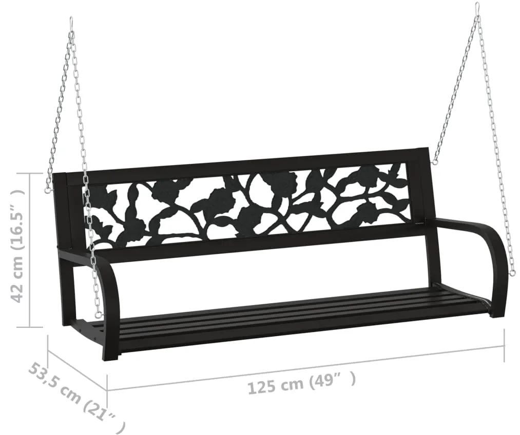 Banca balansoar de gradina, negru, 125 cm, otel si plastic 1, Trandafir, Trandafir