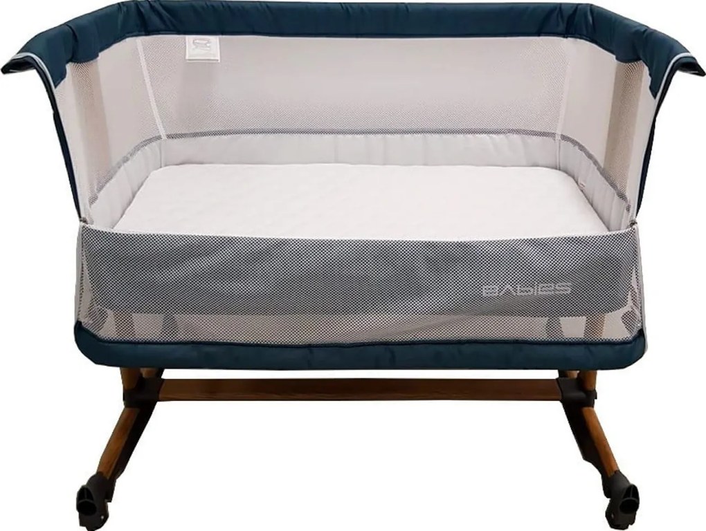 Patut copii transformabil in balansoar bebe Baby Care™ Babies , design modern, Co-Sleeper ,dimensiuni 84X78X50 cm, 7 trepte de inaltime, saltea