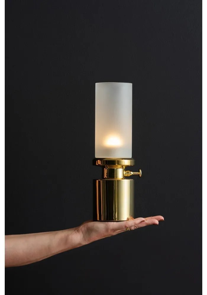 Veioză aurie LED cu intensitate reglabilă cu abajur din metal/cu abajur din sticlă (înălțime 29,5 cm) Camp – Leitmotiv