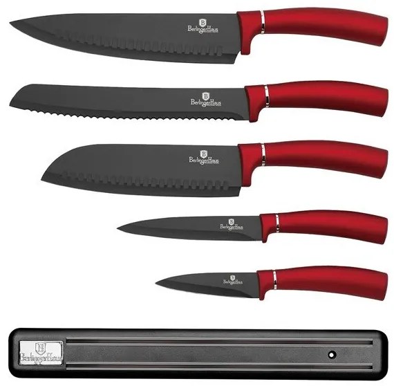 Set cutite cu suport magnetic Burgundy Berlinger Haus BH 2534A