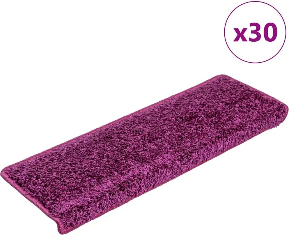 vidaXL Covorașe pentru scări, 30 buc., 65x21x4 cm, violet, cu margini dreptunghiulare