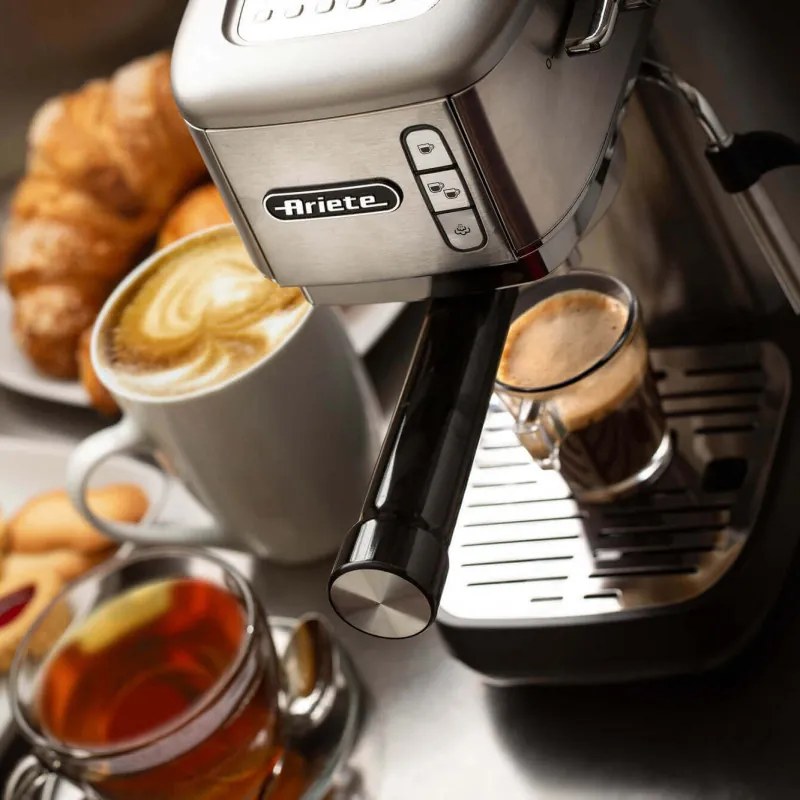 Espressor manual Ariete ESPRESSO METAL SLIM 1380/10, 1300W, 15 bar, 1.1 L, Lungimea cafelei personalizabila, Cafea macinasa si doze ESE, Inox