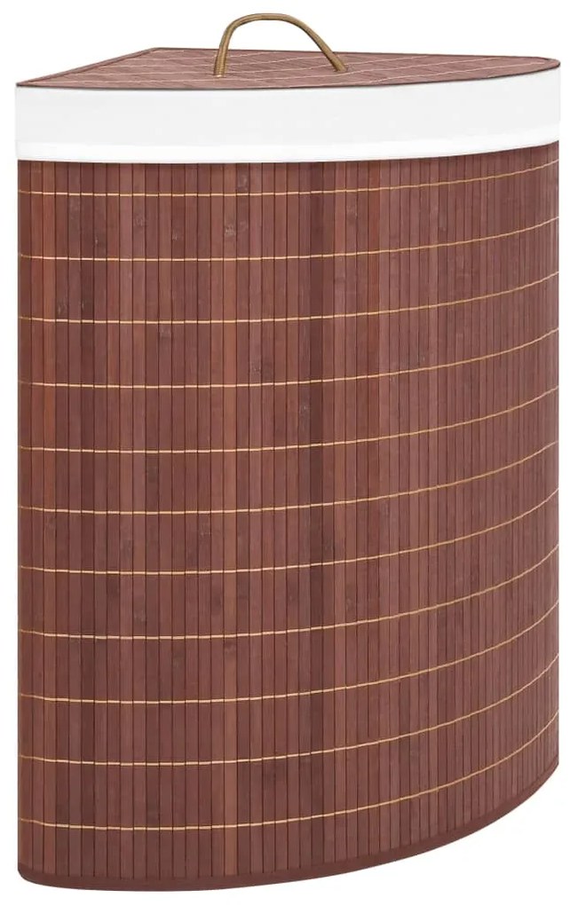 Cos de rufe din bambus de colt, maro, 60 L 1, Maro inchis