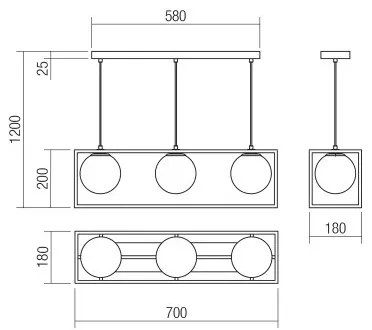 Lustră pe cablu ZODIAC 3xE14/28W/230V Redo 01-3057
