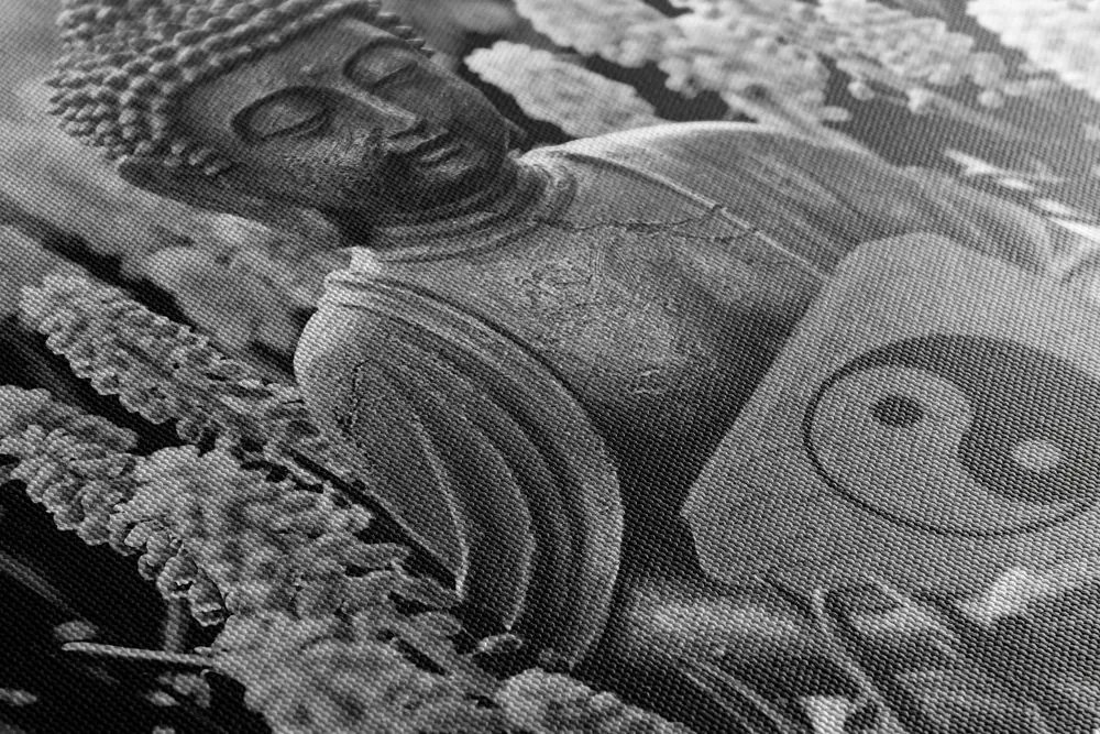 Tablou yin și yang Budha în design alb-negru