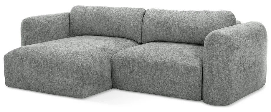 Colțar gri extensibil/cu spațiu de depozitare cu tapițerie din chenille (cu colț pe partea stângă/cu șezlong) Mele – Makamii