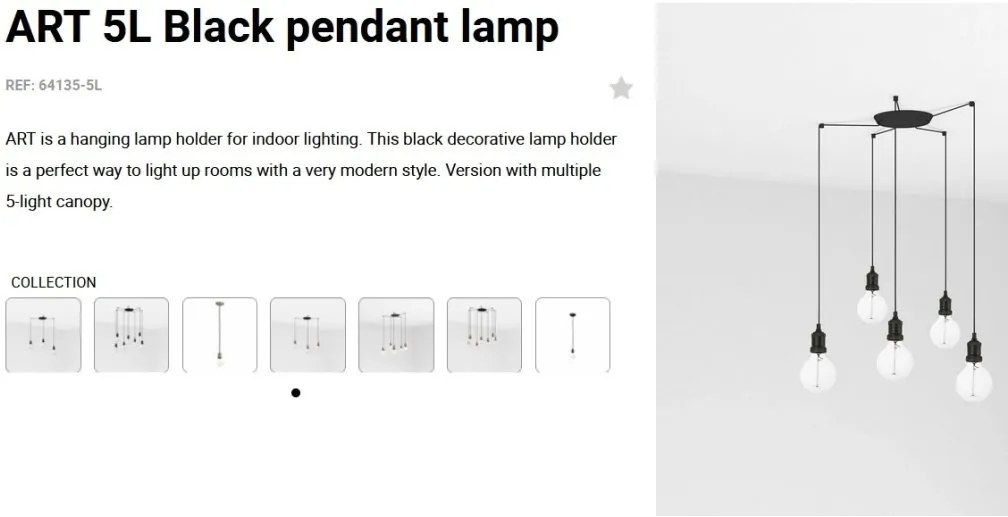 Lustra cu 5 Pendule design minimalist Art negru