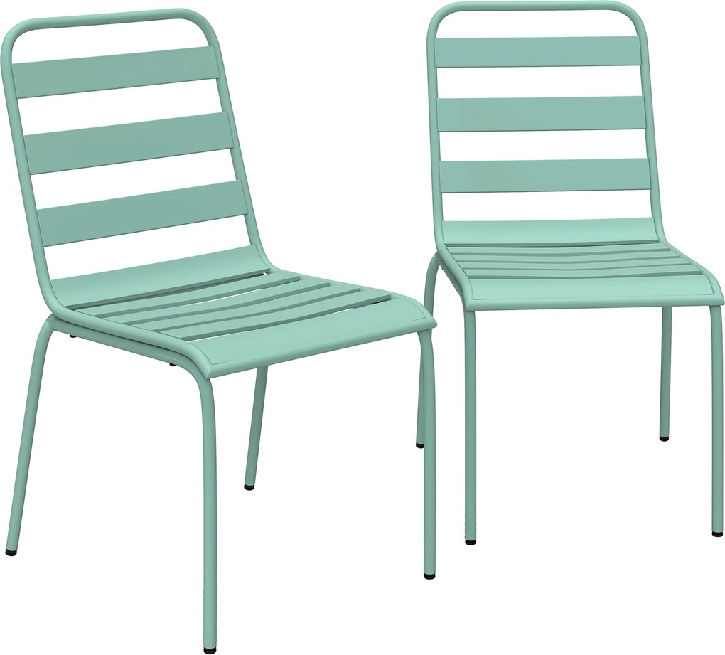 Outsunny Set de 2 Scaune de Grădină Empilabile din Metal pentru Terasă, Balcon, Grădină, Verde | Aosom Romania