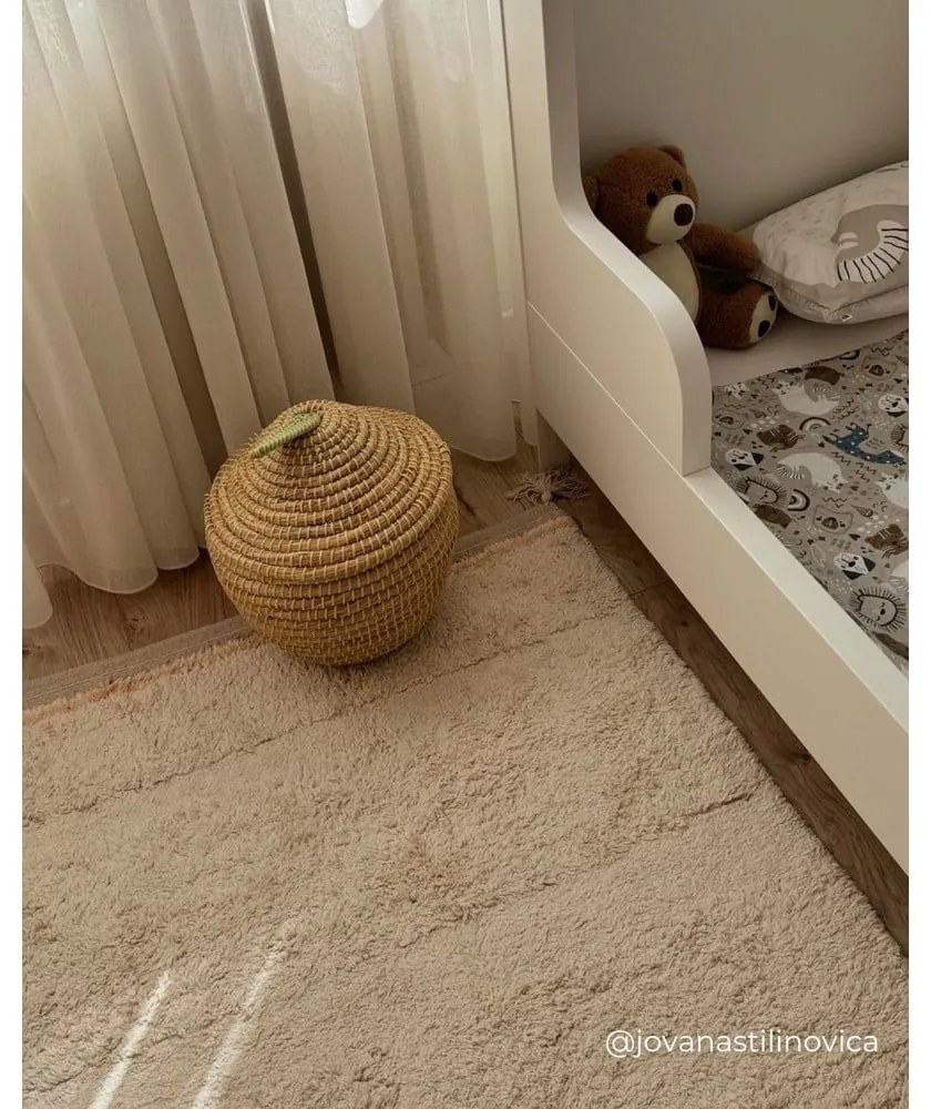 Covor crem lavabil/țesut manual din bumbac 90x130 cm Bloom Natural – Lorena Canals