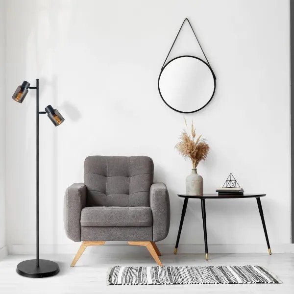 Lampadar REBECCA 2xE14/8W/230V negru/fumuriu