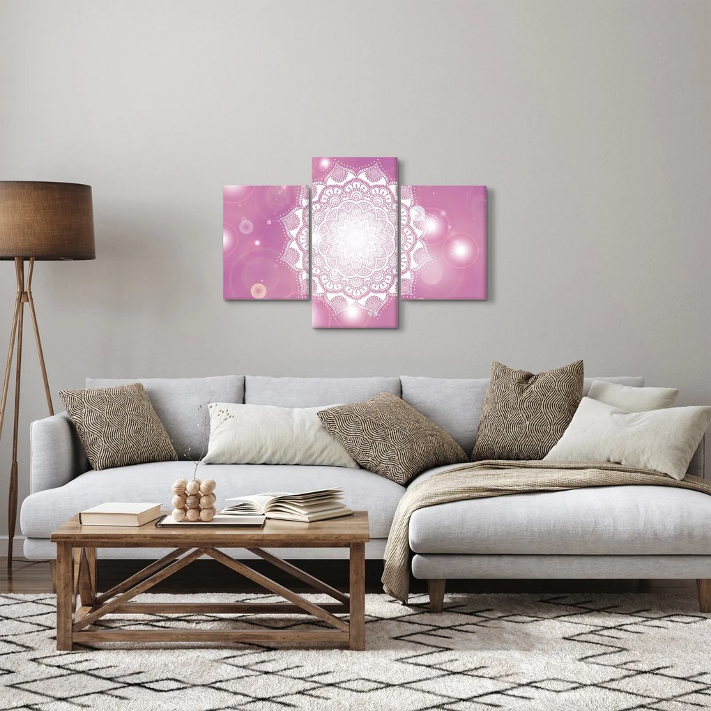 Tablou - Mandala pe fundal roz (90x60 cm)