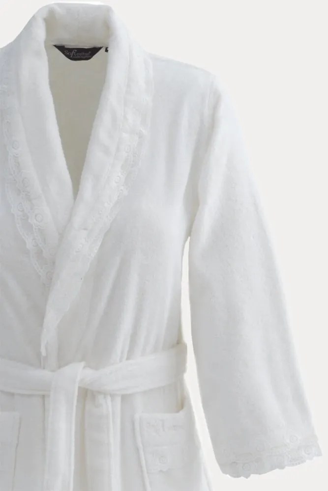 Halat elegant pentru femei FREYA, in cutie cadou XL Alb crem / Ecru