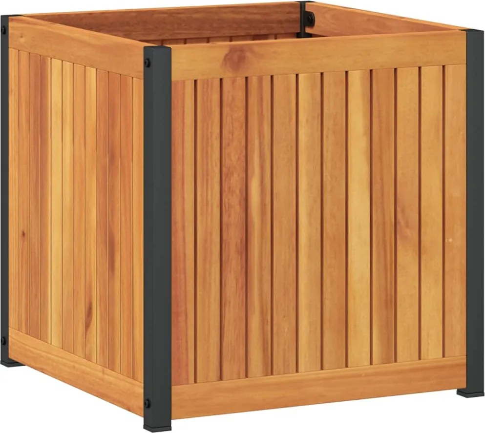 vidaXL Jardinieră de grădină, 45x45x44 cm, lemn masiv acacia/oțel