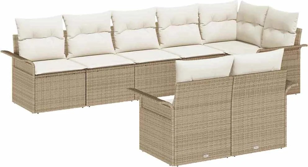 vidaXL Set de canapele pentru grădină 8 pcs Bej poliratan