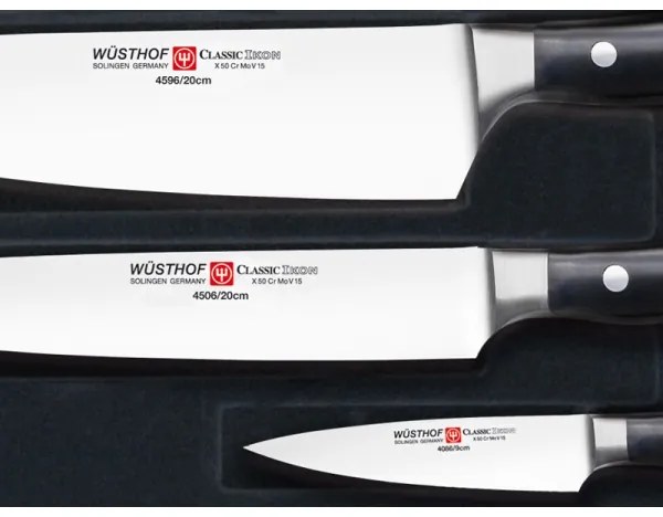 Wüsthof - Set 3 cuțite de bucătărie CLASSIC IKON, negru