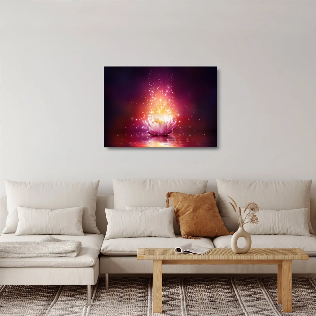 Tablou pe sticlă cu floare de lotus (70x50 cm)