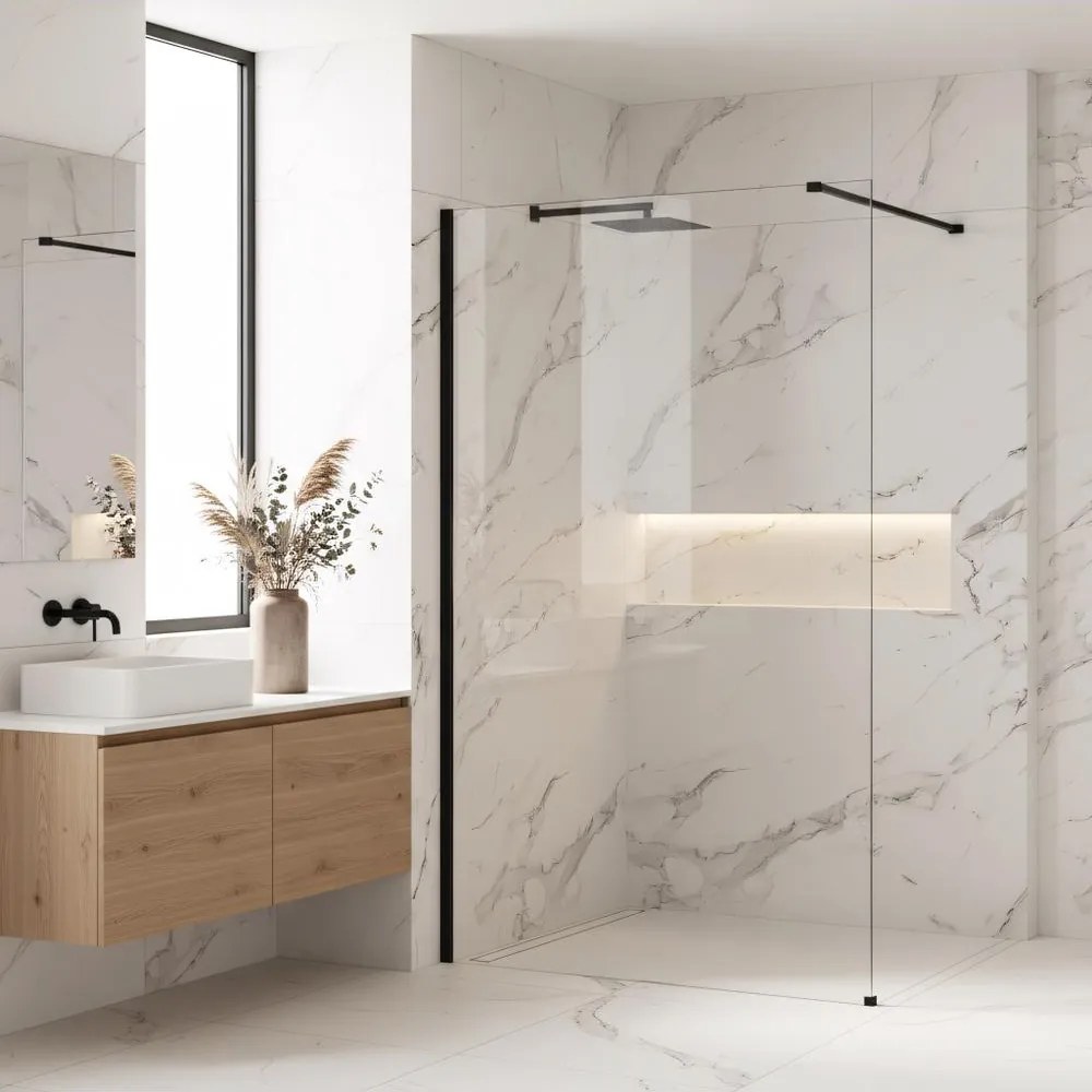 Paravan de dus Rea Flexi Transparent 140 cm negru