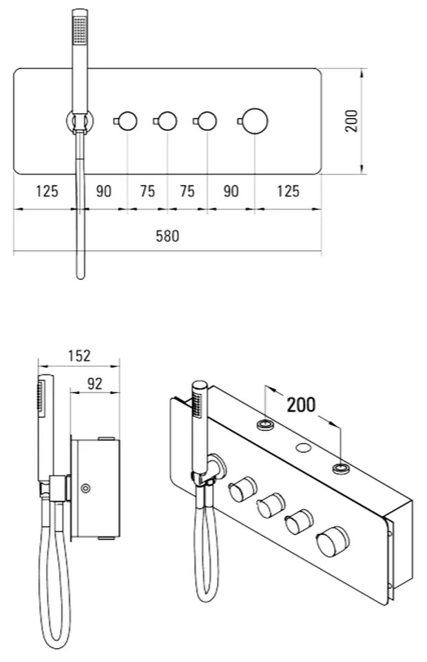 Baterie dus termostatica incastrata culoare crom Deante, Multibox