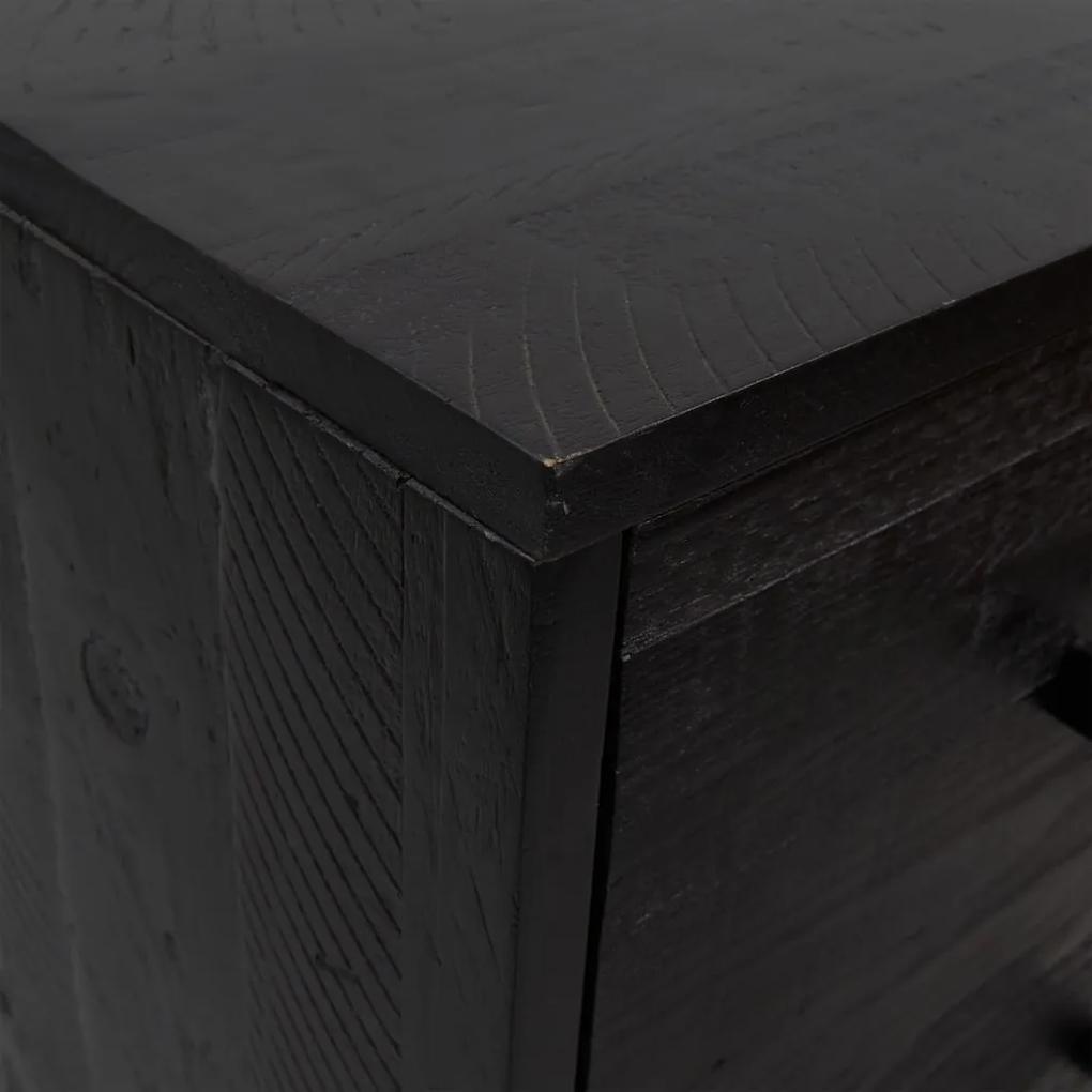 Dulap cu sertare, negru, 42x35x110 cm, lemn masiv pin reciclat Negru