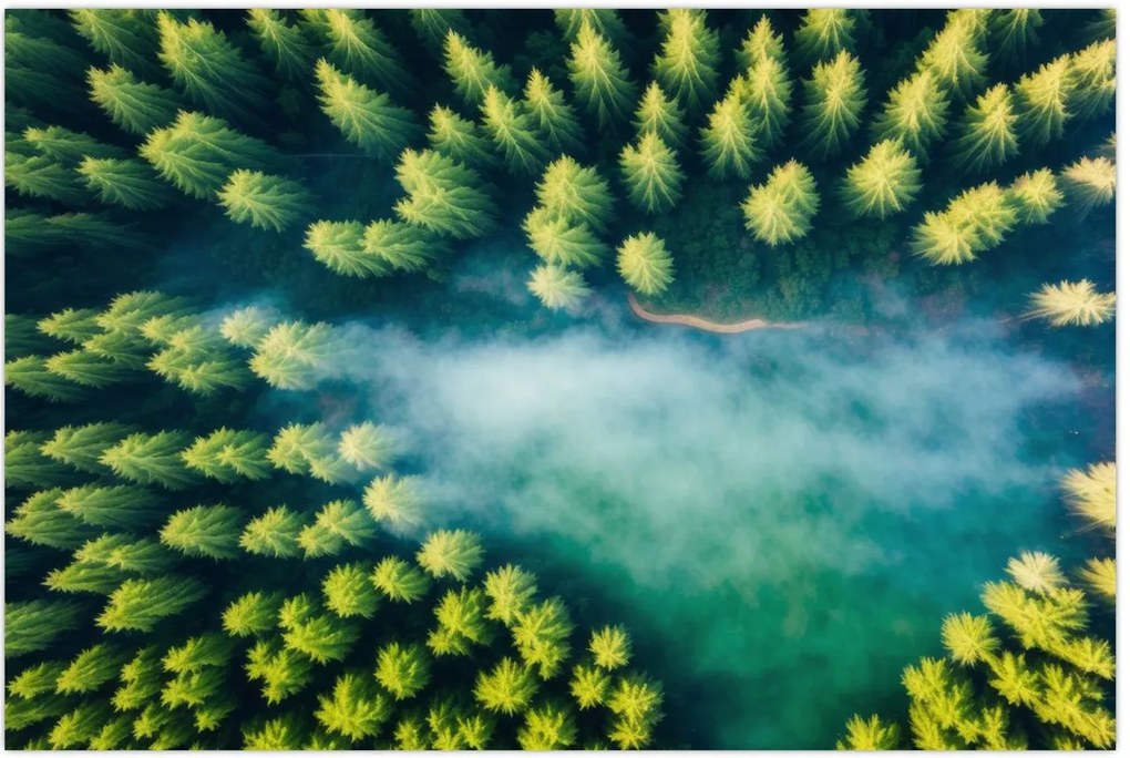 Tablou - O pădure învăluită în ceață (90x60 cm)