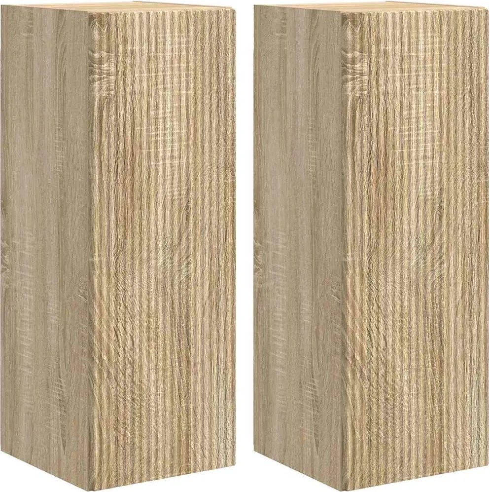 vidaXL Dulap TV de perete 2 pcs Sonoma 30 x 31 x 80 cm Lemn compozit