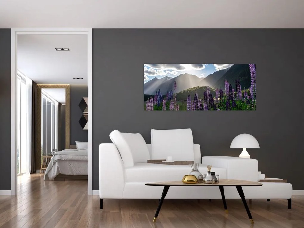 Tablou - scenariu cu flori de Lupin (120x50 cm)