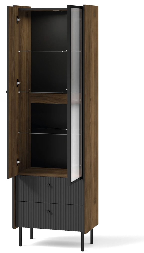 Vitrină Phelan P3 (Nuc warmia + Negru). 1062533