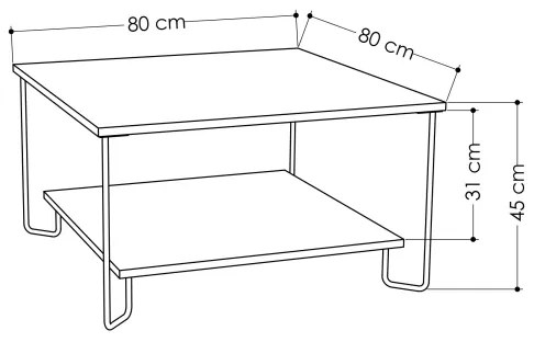 Măsuță de cafea MARBO 45x80 cm gri