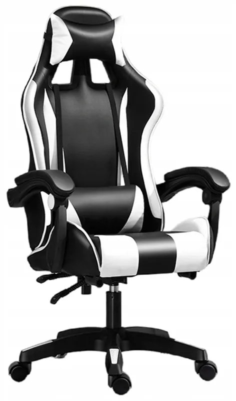 Scaun de gaming, alb-negru