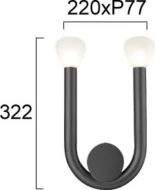 Corp de iluminat de perete DELORI 2xG9/28W/230V negru