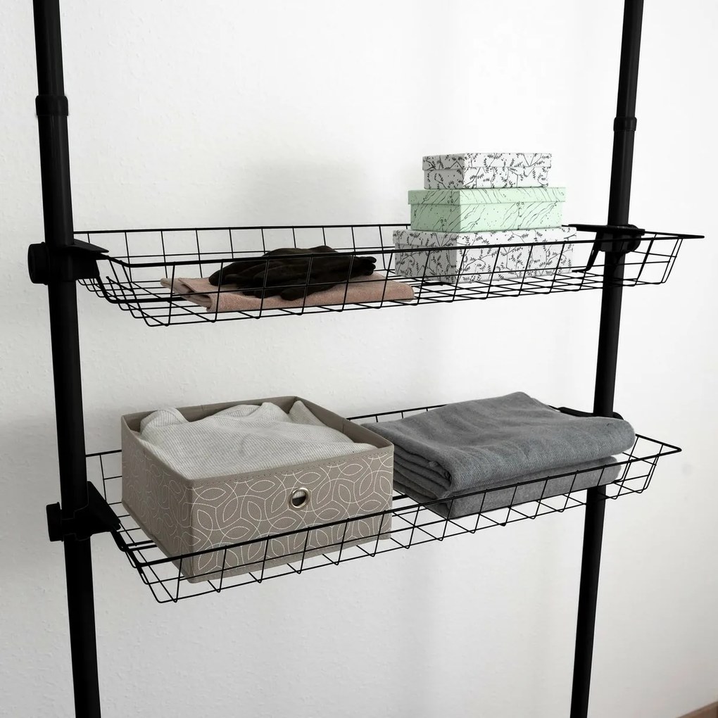 Wenko Set de 2 coșuri din sârmă Herkules, negru
