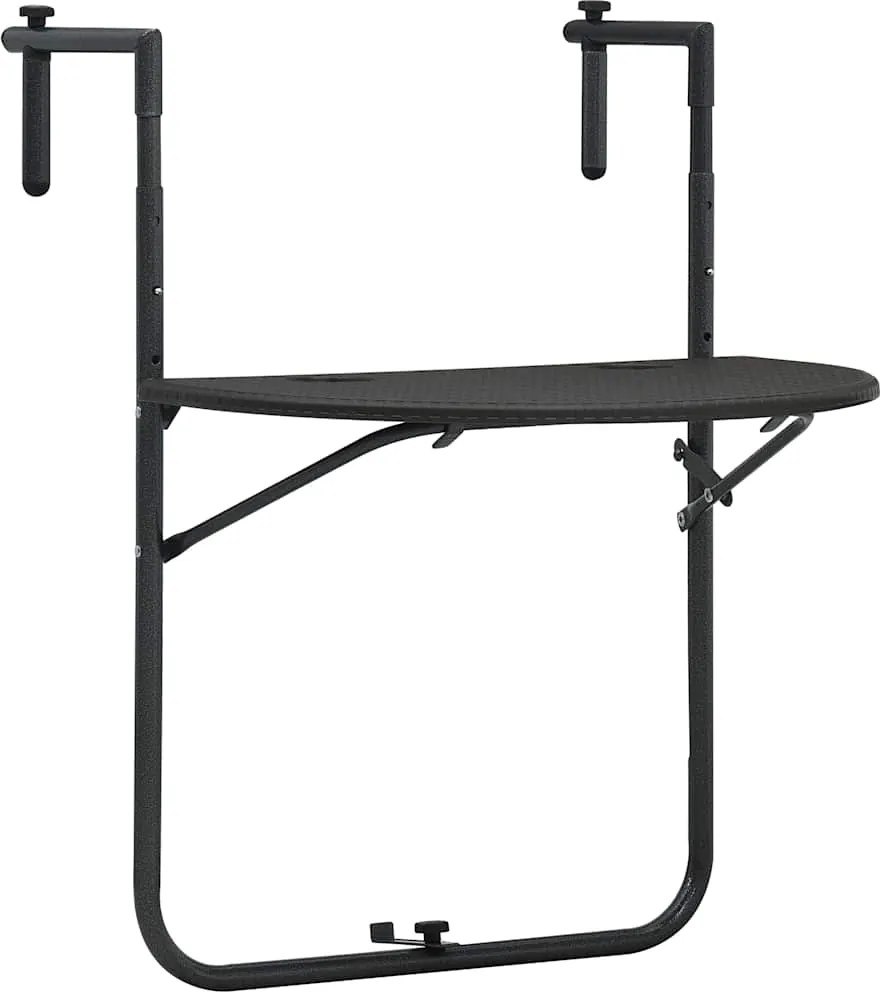 vidaXL Masă balcon suspendată maro 60x64x83,5 cm plastic aspect ratan