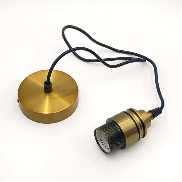 Pendul pe cablu HECTOR, 1xE27/15W/230V, alb/alamă, Ø 25 cm