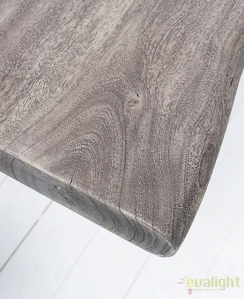 Masa din lemn design industrial style Mammut 200cm otel/ salcam gri, A-37240 VC