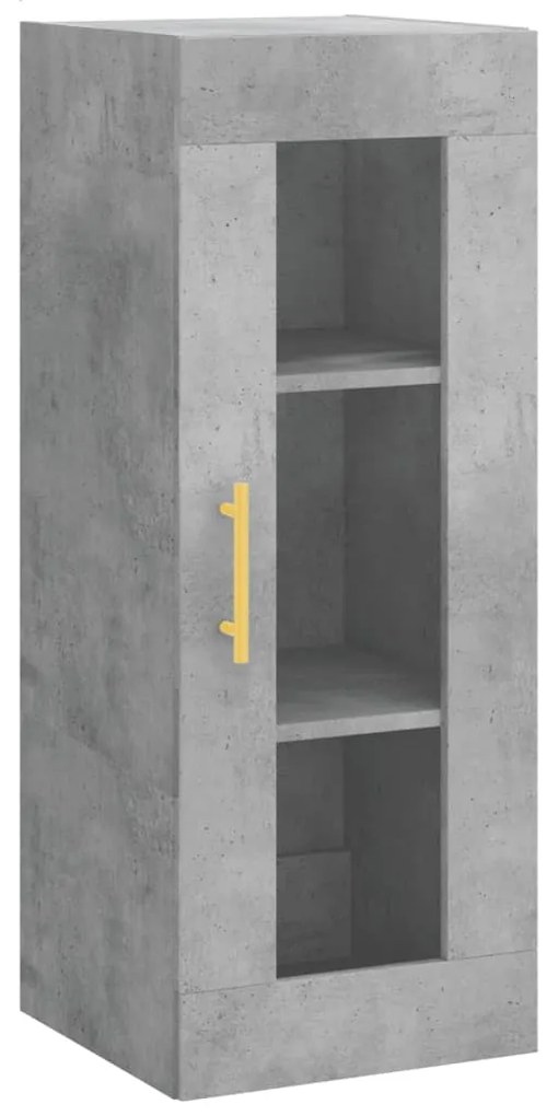 828904 vidaXL Dulap montat pe perete, gri beton, 34,5x34x90 cm