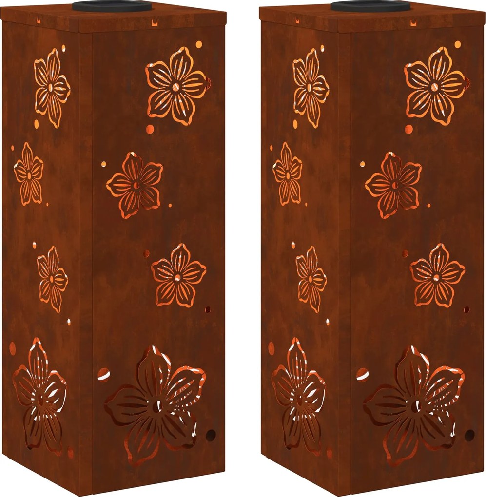 vidaXL Lumină LED Solară pentru Alei 2 pcs Ruginit