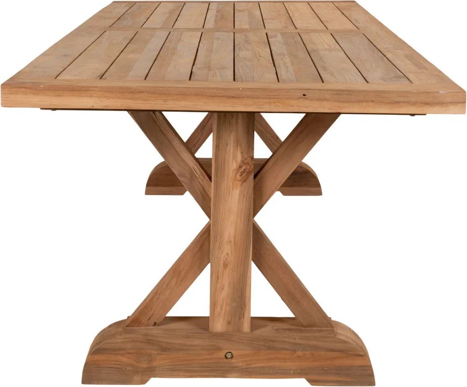 Volos masă de grădină, tec, natural, 100x240x75 cm