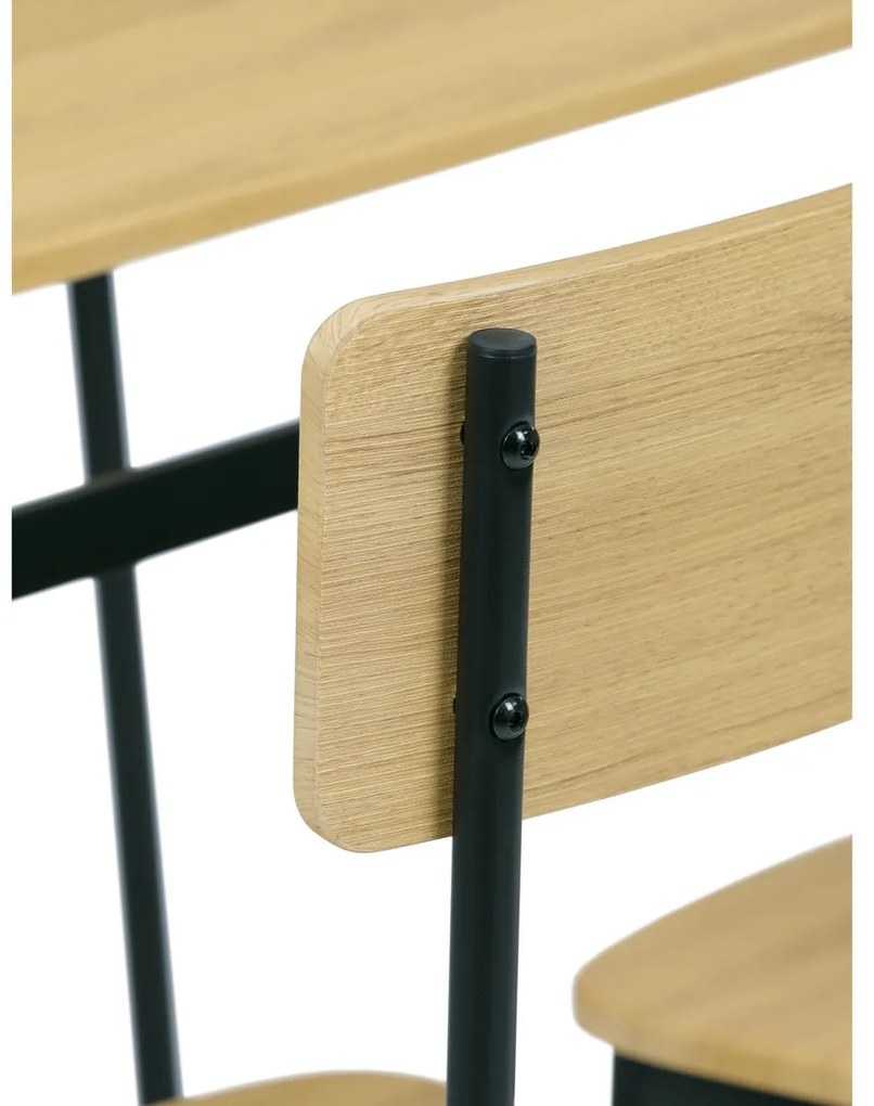 Set de masă Industrial cu 4 scaune, 110 x 70 x 76cm, stejar sălbatic